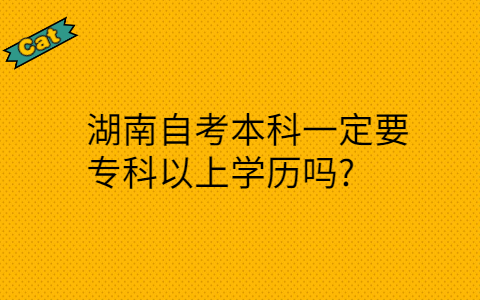 湖南自考本科一定要专科以上学历吗